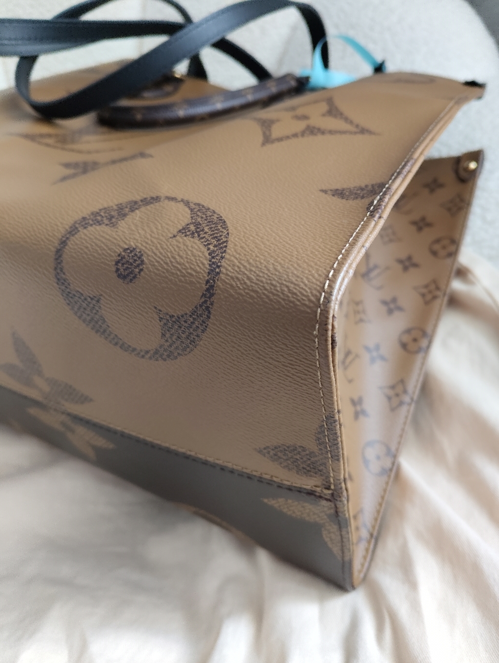 Louis Vuitton Monogram Canvas Tote with Red Interior and Black Straps - Picture 3 of 11